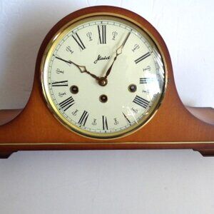 W. Haid - Wood (Mahogany) Mantel Clock 74 340-020 (2) jewels